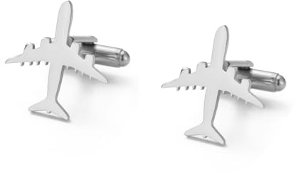 Dreamtimes Flugzeug Flugzeug Manschettenknöpfe für Männer Edelstahl Flugzeug Manschettenknöpfe Aviation Themed Mens AccessoriesPilot Geschenk für Hochzeit Business Travel Enthusiasten