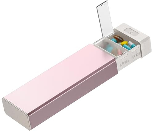 Pilulier Métallique 7 Jours avec 7 Compartiments Séparés pour Médicaments | Boîte à Pilules Métallique Portable avec Couvercle Magnétique Coulissant pour Voyage et Médicaments Quotidiens