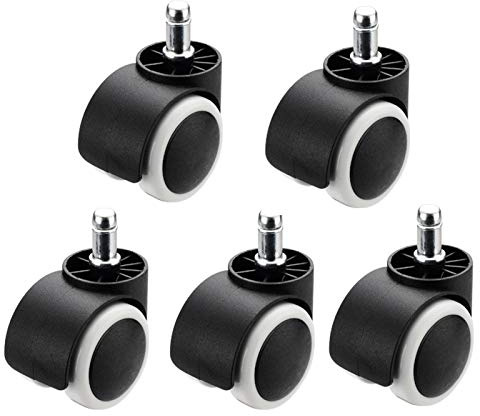 Lot de 5 roulettes de Chaise de Bureau, roulettes pivotantes de Remplacement de 50 mm, roulettes pivotantes silencieuses à 360 degrés, parfaites pour Les planchers de Bois Franc, Les Tapis,