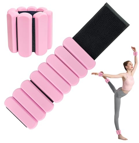 2 Stück Handgelenk Gewichte Verstellbare, Fußgewichte, Ankle Weights, Hanteln Verstellbar, Gewichtsmanschetten Fuß, für Yoga, Tanz, Barre, Pilates, Cardio, Aerobic, Walking, Ein Paar (ca. 1 kg)