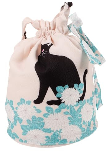 Warmhm Borsa a Sacco Tonda Stile Giapponese per Donna Coulisse Beige Leggera Versatile per Passeggiate e Utilizzo Quotidiano