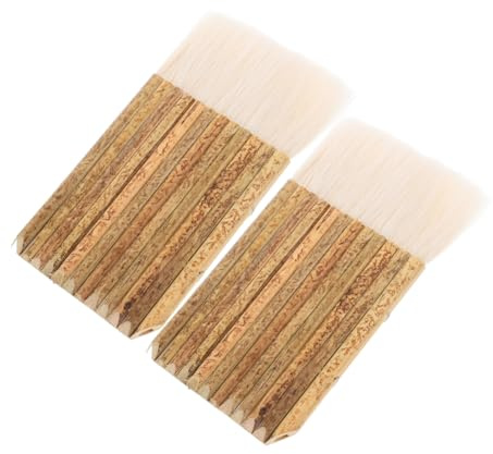DIKACA 2pcs Soft Bamboo Hake Brushes for Painting and Acrylic Art Applications, Rectangular Shape Soft Bristle Paintbrushes with Large Coverage, Versatile Craft Paintbrush Set