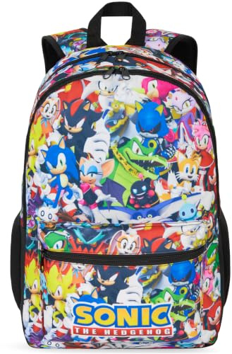 Get Trend Sonic The Hedgehog Mochila Niño, Mochila Escolar y Viaje, Tirantes Acolchados, Ajustable y Ligera para Colegio y Ocio, Regalo Gamer (Multi Sonic)