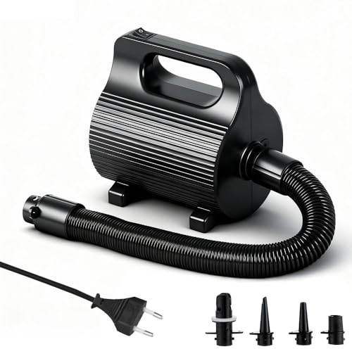 Elektrisk uppblåsare, 400 W/600 W bärbar luftpump med 4 justerbara munstycken och 2 kraft, elektrisk luftpump, elektrisk luftpump, uppblåsbar/deinfl uppblåsbar madrass pool camping båtar