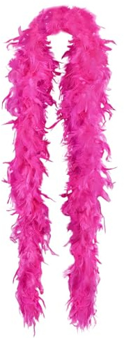 SNBUHA Boa di Piume, Tacchino Sciarpa di Piume, Soffice Accessorio per Costume per Feste Festival Orgoglio Halloween Natale Carnevale Cosplay, Fucsia, 2m, 40g