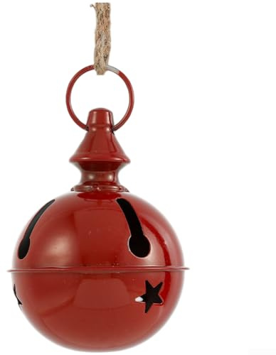 Große Weihnachtsglocke aus Eisen zum Aufhängen an Baumkamin oder Tischplatte zur Verbesserung der festlichen Urlaubsatmosphäre mit Design (rot groß)