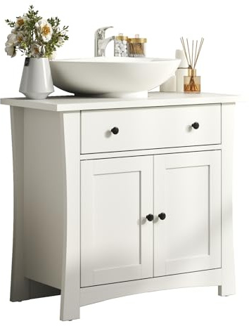 Feonase Bathroom floor Storage Cabinet, Under Sink Bathroom Cabinet with 2 Doors, Floor Under Basin with Drawer, Pedestal Sink Cabinet for Washbasins with Pedestal (60 x 30 x 60 cm) (White)