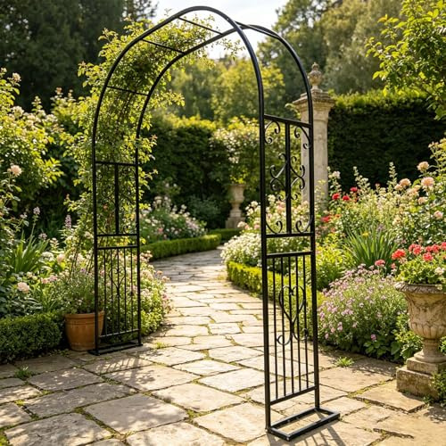 Falenia De Metal Arco Arco de decoración de Bodas de al Aire Libre, 1,4m 1,8m 2,2m 2,6m 3,0m 3,4m, Arcos de Rosas para Rosales y Plantas trepadoras, rosetón Independiente para decoración de Jardines.