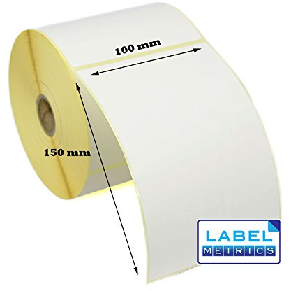 Weiße Thermodirekt-Etiketten, Etikettenmaße 100 x 150 mm – Zebra GK420D, GX420D, GK420T – 5 Rollen, 1.250 Etiketten