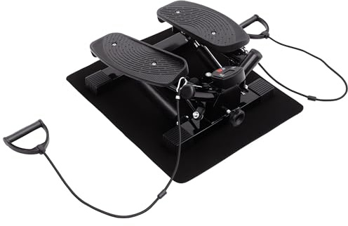 HOMCOM Mini Stepper Fitness Heimtrainer inkl. Trainingsbänder Schwarz