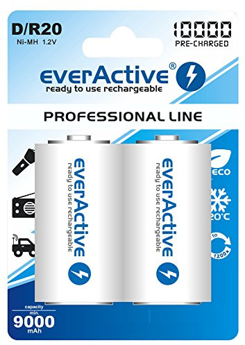 4 x everActive ProfLine Mono 10000 mAh Akku D Mono Zelle LR20 MN1300 NIMH