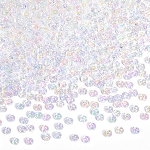 PH PandaHall - Lot de 100g/ Boite Perles de Rocaille Verre, Vernis a Cuisson, Couleurs Opaques, Rond, transparente, 2mm, Trou: 0.9mm