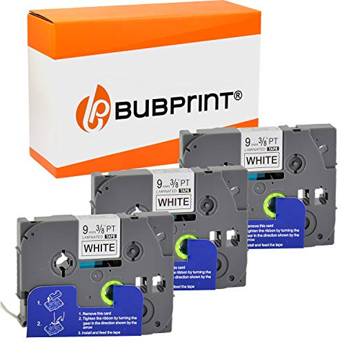 Bubprint 3 märkband kompatibla med Brother TZE-221 9 mm svart på vitt | Passar P-Touch 1280 2430PC 2730VP H100LB H105 P700 P750W