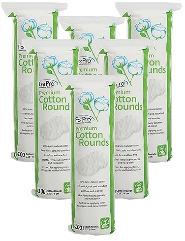 ForPro Professional Collection Premium Cotton Rounds, 100% Cotton, Non-Tearing, Lint-Free, for Cosmetic, Nail, and Personal Use, 2.25”, 600-Count (Pack of 6-100 Rounds)