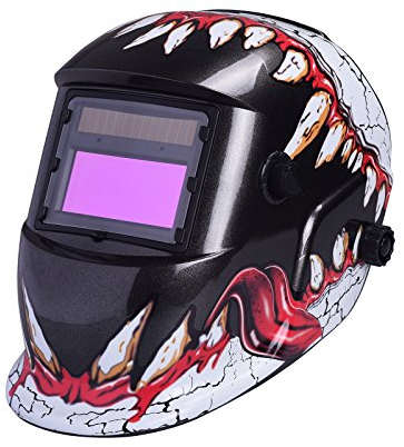 Nuzamas Casco per saldatura auto oscurante ad energia solare Protezione del viso per Arc Tig Mig Rettifica taglio al plasma, Gamma di tonalità regolabile DIN4 / 9-13 Protezione UV / IV DIN16