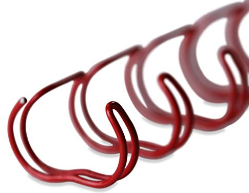 Drahtbinderücken für Bindungen 2:1 (23 Ringe), 6,4 mm, 100 Stück, ROT, für ca. 45 Seiten - für Ringbindungen