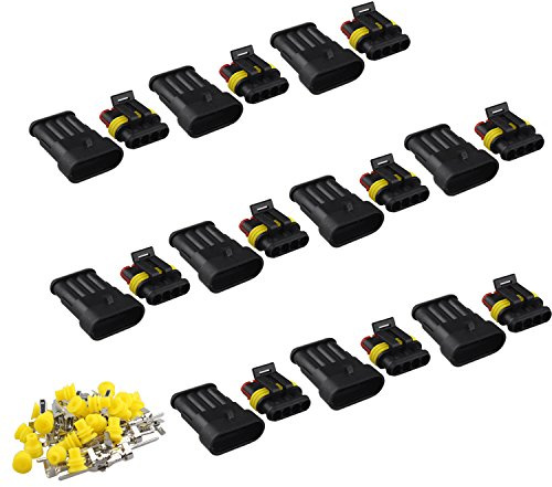Futheda 10 x 4-polige 4-Wege-Kfz-Superseal wasserdicht IP67 elektrische Anschlussklemme, Drahtverbinder, PA66 Pin Stecker-Kit für Motorrad, Roller, Auto, LKW, Quad, Fahrrad, Wohnwagen