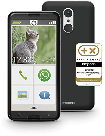 emporiaSMART.3 | Seniorenhandy 4G VoLTE | Senioren Smartphone ohne Vertrag | Mobiltelefon mit Notruftaste | 5,5-Zoll-Display | Android 9 | 13 MP Kamera | Schwarz, all_carriers