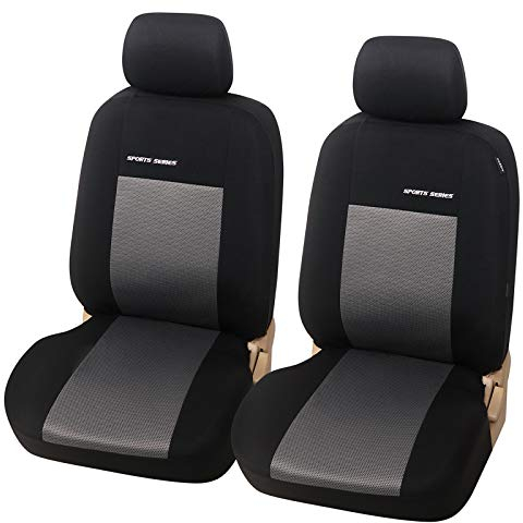 eSituro SCSC017234 2 Pièces Housses pour Siège Auto Couverture de Siège pour Voiture Universelle Housse de Protection en Similicuir Gris Claire-Noir