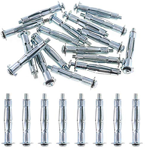 M5 x 58 Hohlraum-Metalldubel Metall Hohlraumdübel (Packung mit 25 Stuck) Dubel mit Schraube zum Befestigen von Gipskarton, Bildern, Rigips, Gardinenschienen in Plattenbaustoffen (58mm) M5x58