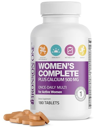 Bronson ONE Daily Women’s Complete Multivitamin Multimineral Once-Daily Multi for Active Women, 180 Tablets