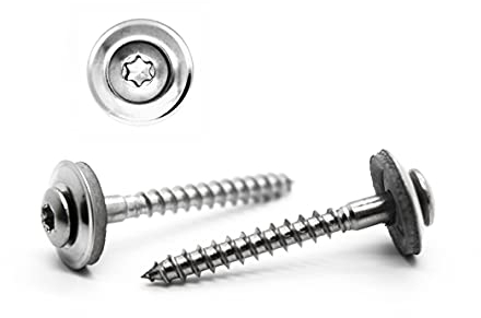 50 Stück Spenglerschrauben 4,5x20 - TX20 - Edelstahl A2-2tlg. mit 15 mm EPDM-Dichtscheibe (50, 4,5x20 mm / 15mm Dichtscheibe)