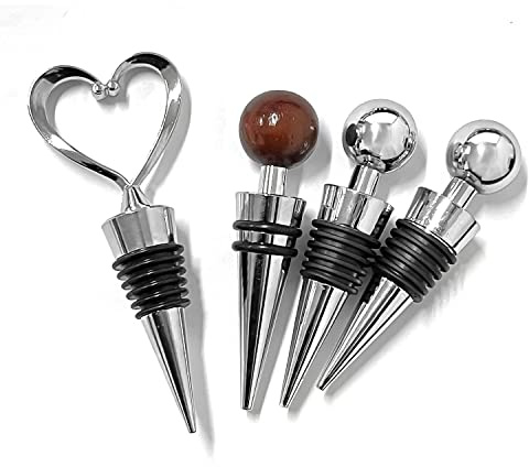 4 Stück Flaschenverschluss, Flaschenschutz, Bierschutz, Versiegelung, Weinkorken für Wein, Champagner, Bier, Sammlung (Herzform, rund, rote Kugelform)