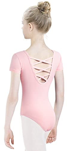 tanzdunsje Ballettanzug Mädchen Ballett Trikot Kinder, ballett body TanzBody Turnanzug Gymnastikanzug Trikot für Kinder Damen,120 Rosa