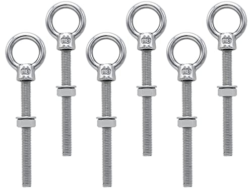 Tornillo de Anillo M8 de 316 Acero Inoxidable Perno de Ojo para Fijación y suspensión para uso industrial o doméstico (6, M8x80mm)