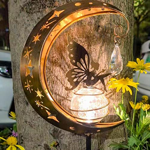 Lampade Solari da Giardino, Decorazioni da Giardino per Esterni con Fata Solare Luci Solari da Giardino Luci Solari Esterno Luna Lampada Solare per Esterni per Balcone, Vialetto, Prato, Patio