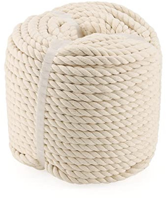 LEXININ Corda in cotone bianco, 10 mm x 196 m, naturale spessa corda intrecciata, corda intrecciata morbida, per artigianato, decorazione, lavoro a maglia