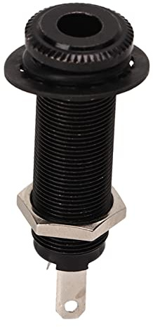 Guitar Barrel Jack, Long Threaded Cylinder Output Mono Jack End Pin threaded Stereo Input Plug Sockets Acoustic Parts Brass Accessories for Electric Guitar Bass Musical Instruments(Black)