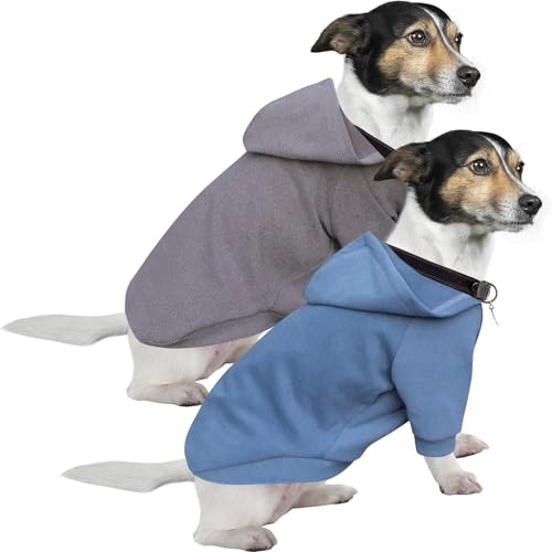 HuaLiSiJi Hund Hoodies Hund Tröjor Chihuahua Hundtröja, Varm och lätt, med en mjuk konsistens, lätt att bära (2st Grå+Dimblå, M)