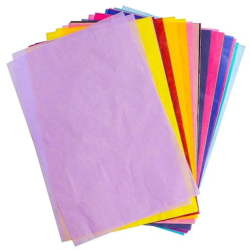 66 Blatt Seidenpapier Transparentpapier Transparentpapier Bunt Tissue Paper Glanzpapier Halbtransparentes Seidenpapier für Geschenktüten zum Basteln Geburtstag Party Festivalund Verpacken