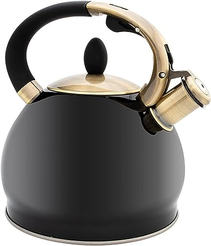 Accueil Bouilloire Théière, Bouilloire sifflante, Bouilloire sifflante 3,5 L, Poignée en bronze galvanoplastique Bouilloire sifflante for cuisinière à gaz Universelle, Bouilloire théière à bec interru