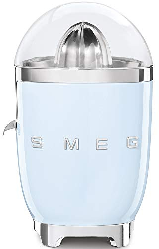 Smeg Retro 50's Style Citrus Juicer with Stainless Steel Reamer and Strainer, Anti-Drip Spout, 70W, Pastel Blue, CJF11PBUK