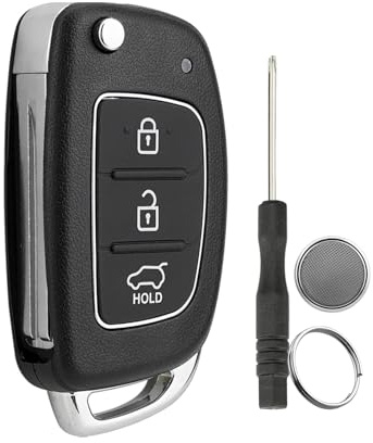 3 Tasten Autoschlüssel Gehäuse Für Hyundai i20 iX20 iX35 Tucson Santa Fe Hyundai Santa Fe Klappschlüssel Etui Pilot Autoschlüssel mit Schraubendreher Schlüsselring Batterie