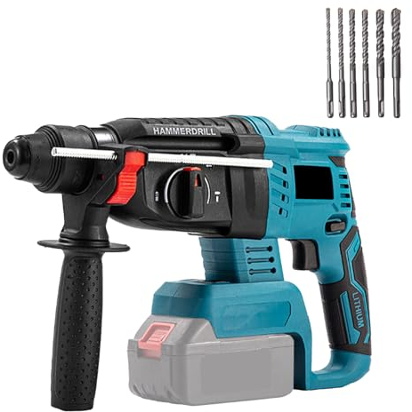 HEBERUCK Akku-Bohrhammer, 5000ipm 180Nm Bohrhammer Brushless Akku-Kombihammer mit 6 Bohrer, Automatische Entriegelung + Doppelte Verriegelung, 4500rpm, 6/8/10/12/14/16mm
