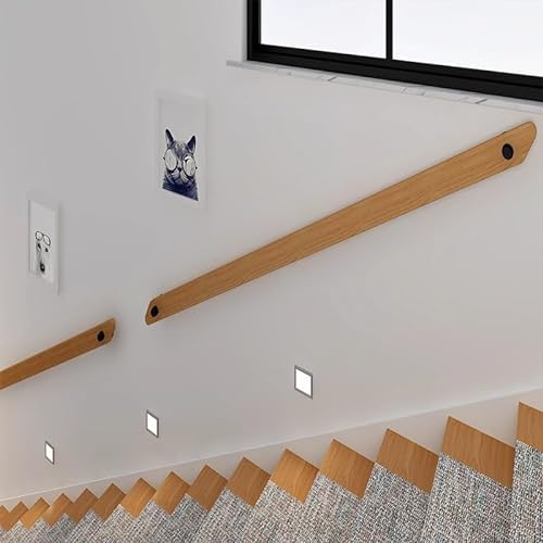Holz Handlauf Treppengeländer Geländer für Treppe,Wandhandlauf Wand Treppe for Innen Außen,Dekorative Natürliche Holz-Handläufe,Brüstung Bausatz Mit Wandhalterung(Size:1ft/30cm)