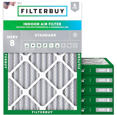 Filterbuy 30x32x2 Air Filter MERV 8 Essential Dust & Allergy Defense (6-Pack), Electrostatic Pleated HVAC AC Furnace Filters Replacement (Actual Size: 30.00 x 32.00 x 1.75)