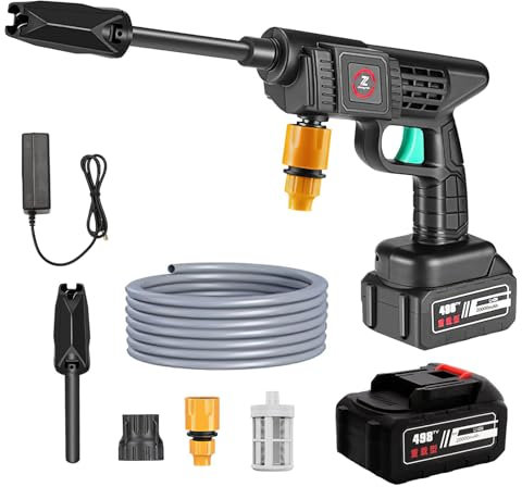 Akku Hochdruckreiniger,4.5mpa Kabellose Tragbare Hochdruck-sprühwasserpistole mit wiederaufladbare Batterie,Mobiler Hochdruckreiniger für Auto, Haus, Rasen, Garten, Zaun (12000mah)