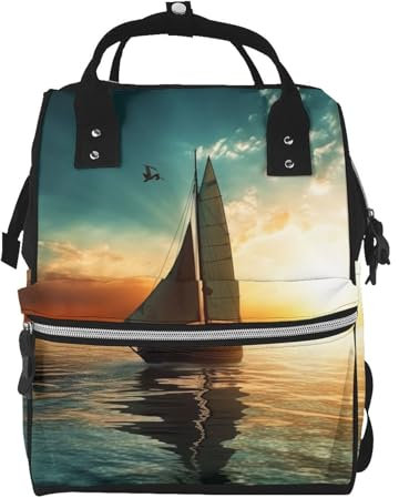 HJTRW Wickeltasche, Rucksack für Damen, wasserdicht, für Mütter, große Windeltasche, Antilope, Canyon, Stilltasche, Boot, Einheitsgröße, Reiserucksäcke