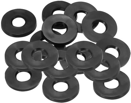 PATIKIL M6 Rubber Flat Washer, 16 Pack 6mm ID 14mm OD 2.5mm Thick Sealing Spacer Gasket Ring for Faucet Pipe Water Hose Fastener Bolt, Black