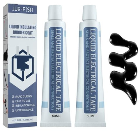 2 Pcs Black Liquid Electrical Tape, 100ml Liquid Insulation Glue, JUE FISH Liquid Insulating Rubber Coat Cable Repair Tape, Waterproof Fast Dry Liquid Tape