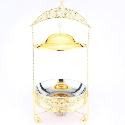 Buffet Server and Heater - Catering Event Food Heater, Buffet Set, Stainless Steel Catering Food Heater, hot Pot Buffet Set, Cold Dish Server Set(Size:8.0L,Color:Gold)