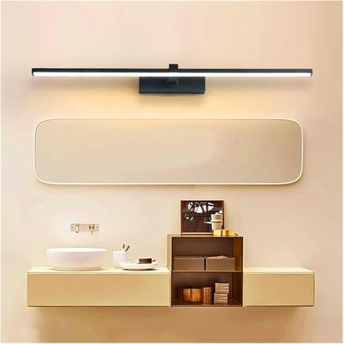 GZZBMY LED Spiegellampe Wandleuchte Innen Acryl Wandlicht Lampen Lange Industrielle Spiegelleuchte Aluminium Wandlampe Beleuchtung Bad Wandbeleuchtung Badlampe Wohnzimmer (Schwarz Warms Licht,100CM)