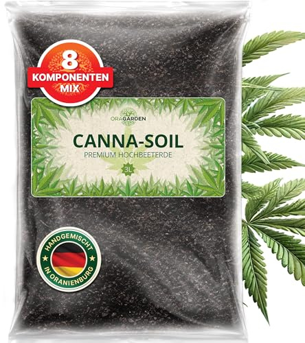 ORAGARDEN Cannabis Erde für Zimmerpflanzen und Garten - 3L Hanf Erde für Cannabis Pflanzen, Palmen, Blumen - 8 Komponenten Cannabiserde