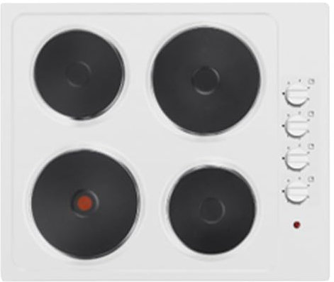 Statesman EH160WH 4 Plate Electric Hob Cooktop, Small & Large Hotplates, 5500 W Combined Power, Side Dial Control, 60cm, Easy Clean, Sealed Hotplates, Corded Electric, White