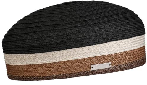 Seeberger Light Summer Baskenmütze Baske Damenbaske Strohbaske Stoffbaske Damen - Made in Germany Frühling-Sommer Sommer - One Size schwarz