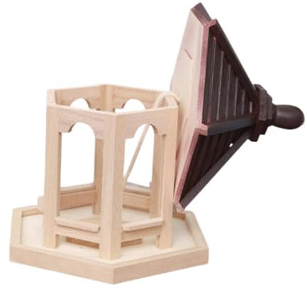 Sharplace Outdoor Wood Hanging Wild Bird Feeder Decoration Rainproof Decorative for Bluebirds Hexagonal Pavilion Roof with Lanyard